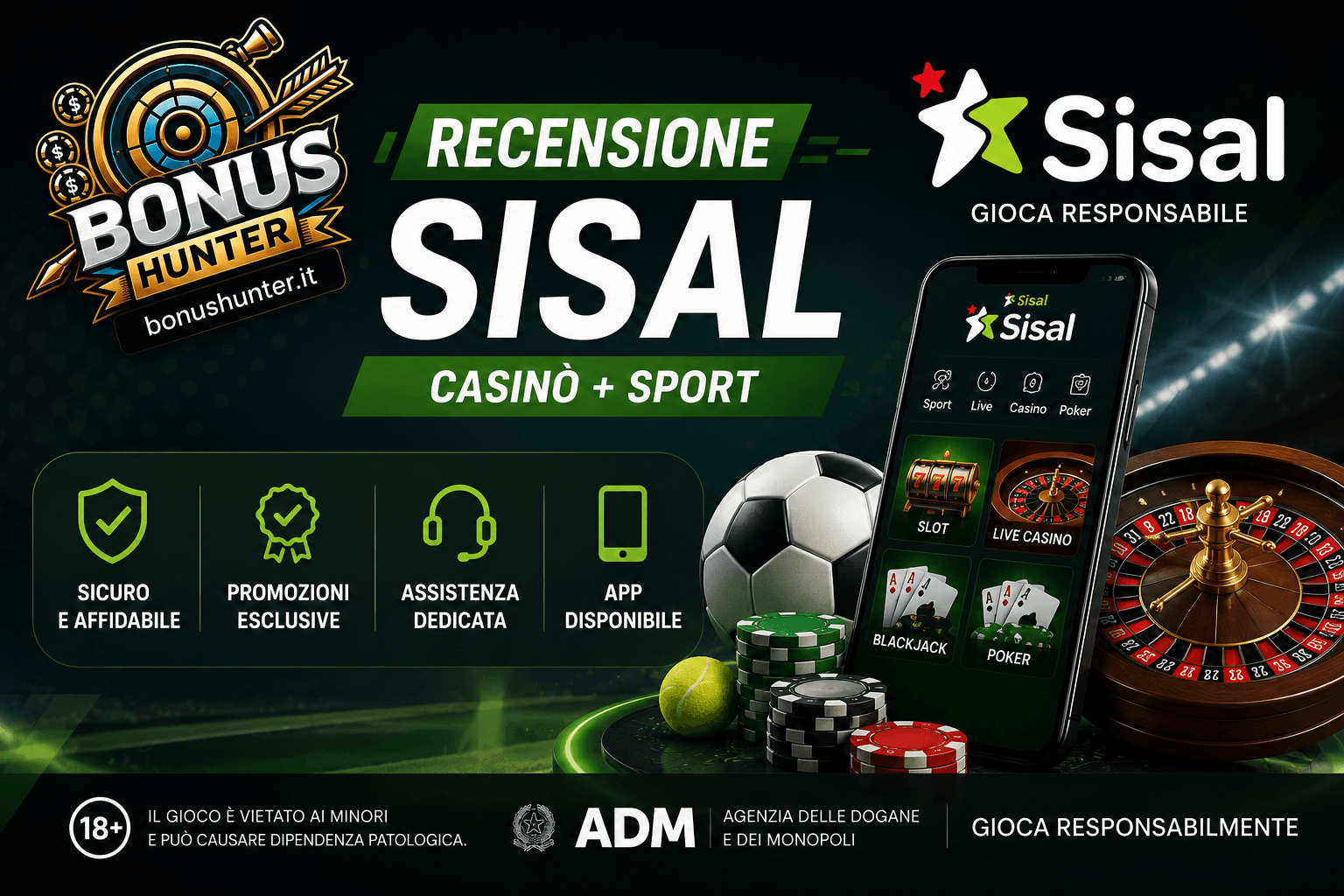 Recensione Sisal con bonus di benvenuto Sport e Casinò su BonusHunter