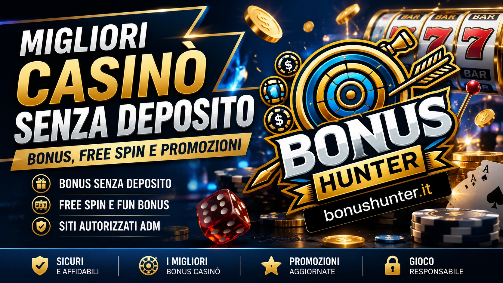 Immagine dei migliori bonus casinò senza deposito adm recensiti su BonusHunter