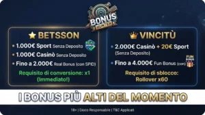 Migliori bonus casinò sport Ottobre 2026