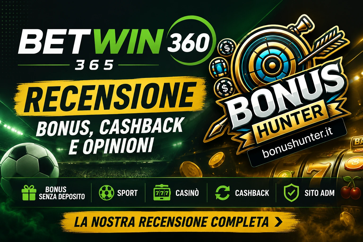Recensione Betwin360 con bonus di benvenuto Sport e Casinò su BonusHunter